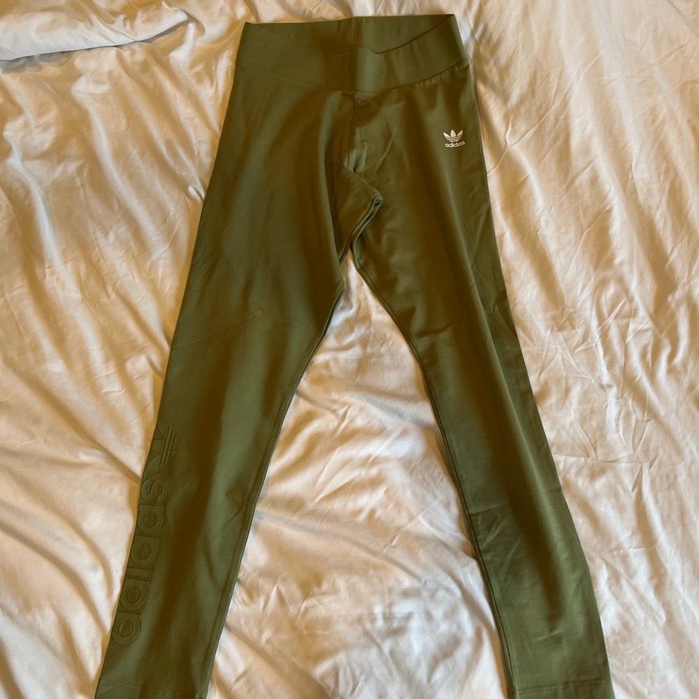 Olive green adidas cotton leggings (M) NWT